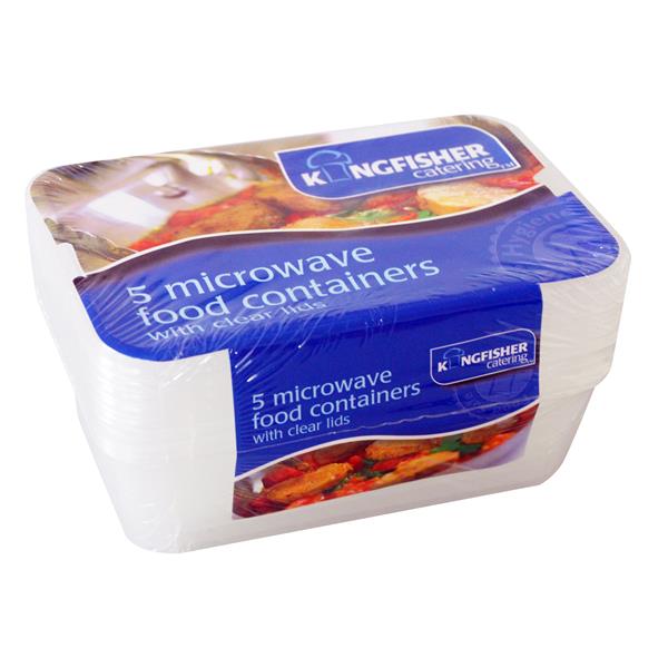 Microwave Food Containers & Lids 650ml - 5 Pack - TFM Farm & Country